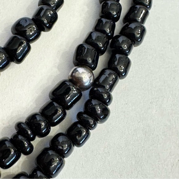 SILPADA Triple 3 Strand Black Glass Beads & Sterling Silver Beads Necklace - Picture 14 of 16